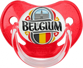 Bandera Bélgica Lentejuelas Tetina Fisiológica Roja