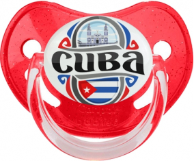 Bandera Cuba Piruleta Fisiológica Roja con Lentejuelas