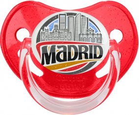 Tetina fisiológica de lentejuelas rojas del Ayuntamiento de Madrid
