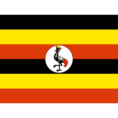 Bandera Oficial de Uganda diseñada para accesorios de bebé, ideal para darle un toque único y colorido.
