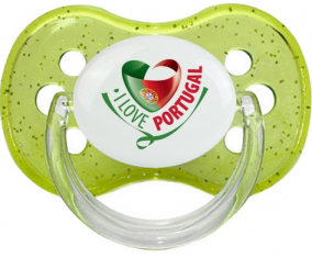 I Love Portugal diseño 2 lentejuelas verde cereza tetina