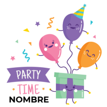 Decoración festiva \"Party Time\" ideal para celebrar el cumpleaños de tu bebé. Perfecto para fiestas y momentos especiales.