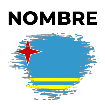 Bandera del efecto pincel Aruba, ideal para personalizar artículos de bebé en chupete-bebe.com.