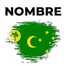 Bandera de efecto de pincel de las Islas Cocos, ideal para personalizar productos para bebé en chupete-bebe.com.