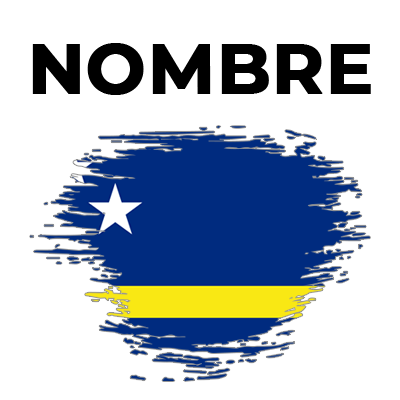 Bandera del efecto pincel Curazao, ideal para accesorios de bebé como chupetes y bodis en chupete-bebe.com.