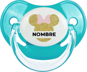 Disney Minnie Golden Ears Nudo rosa con nombre: Chupete fisiológica personnalisée