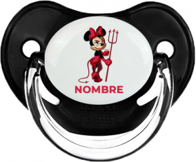 Disney Devil Minnie Orejas Negras Nudo blanco polka puntos con nombre: Chupete Fisiológica