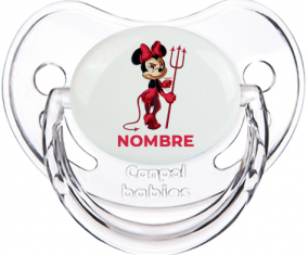 Disney Devil Minnie Orejas Negras Nudo blanco polka puntos con nombre: Chupete Fisiológica