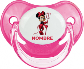 Disney Devil Minnie Orejas Negras Nudo blanco polka puntos con nombre: Chupete Fisiológica