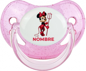 Disney Devil Minnie Orejas Negras Nudo blanco polka puntos con nombre: Chupete Fisiológica