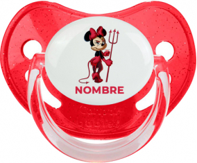 Disney Devil Minnie Orejas Negras Nudo blanco polka puntos con nombre: Chupete Fisiológica