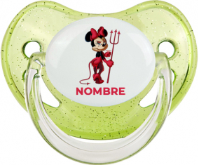 Disney Devil Minnie Orejas Negras Nudo blanco polka puntos con nombre: Chupete Fisiológica