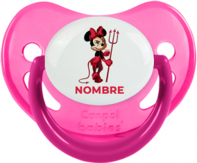 Disney Devil Minnie Orejas Negras Nudo blanco polka puntos con nombre: Chupete Fisiológica