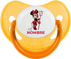 Disney Devil Minnie Orejas Negras Nudo blanco polka puntos con nombre: Chupete Fisiológica