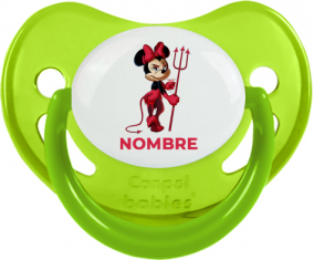 Disney Devil Minnie Orejas Negras Nudo blanco polka puntos con nombre: Chupete Fisiológica