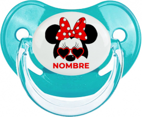 Disney Minnie Knot rojo lunar blanco lunar bisel rojo con nombre: Chupete fisiológica personnalisée