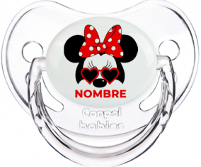 Disney Minnie Knot rojo lunar blanco lunar bisel rojo con nombre: Chupete fisiológica