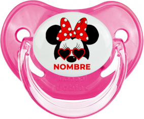 Disney Minnie Knot rojo lunar blanco lunar bisel rojo con nombre: Chupete fisiológica