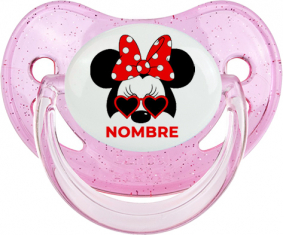 Disney Minnie Knot rojo lunar blanco lunar bisel rojo con nombre: Chupete fisiológica