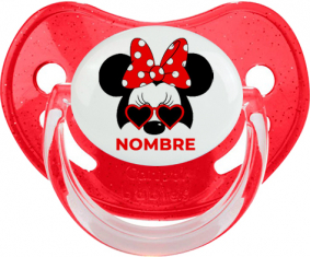 Disney Minnie Knot rojo lunar blanco lunar bisel rojo con nombre: Chupete fisiológica