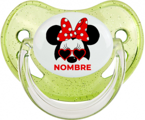 Disney Minnie Knot rojo lunar blanco lunar bisel rojo con nombre: Chupete fisiológica