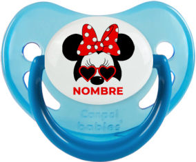 Disney Minnie Knot rojo lunar blanco lunar bisel rojo con nombre: Chupete fisiológica