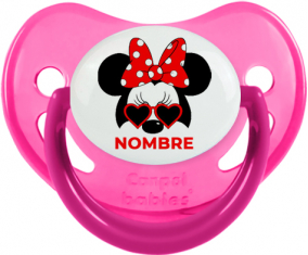 Disney Minnie Knot rojo lunar blanco lunar bisel rojo con nombre: Chupete fisiológica