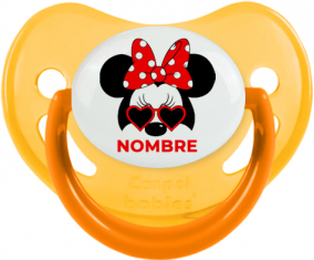 Disney Minnie Knot rojo lunar blanco lunar bisel rojo con nombre: Chupete fisiológica