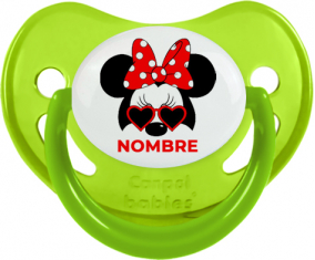 Disney Minnie Knot rojo lunar blanco lunar bisel rojo con nombre: Chupete fisiológica