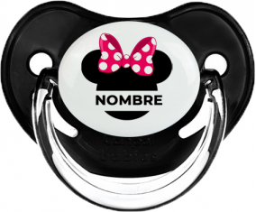 Disney Minnie Knot lunares blancos rosados con nombre: Chupete fisiológica