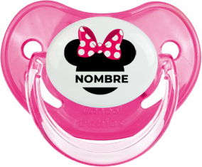 Disney Minnie Knot lunares blancos rosados con nombre: Chupete fisiológica