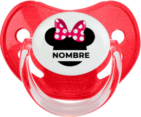 Disney Minnie Knot lunares blancos rosados con nombre: Chupete fisiológica