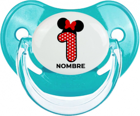 Disney Minnie Número 1 blanco rojo lunar salpica mariposa roja con nombre: Chupete Fisiológica