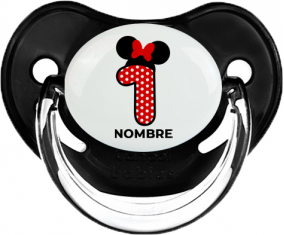 Disney Minnie Número 1 blanco rojo lunar salpica mariposa roja con nombre: Chupete Fisiológica