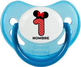 Disney Minnie Número 1 blanco rojo lunar salpica mariposa roja con nombre: Chupete Fisiológica