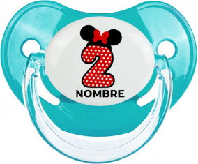 Disney Minnie Número 2 blanco rojo lunar salpica mariposa roja con nombre: Chupete Fisiológica personnalisée