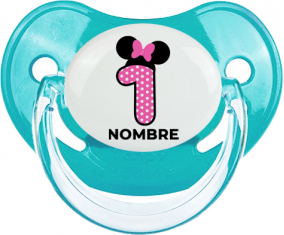 Disney Minnie Número 1 rosa polka puntos mariposa rosa con nombre: Chupete Fisiológica personnalisée