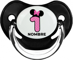 Disney Minnie Número 1 rosa polka puntos mariposa rosa con nombre: Chupete Fisiológica