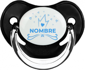 Blue Crown Heart diseño-1 con nombre: Chupete fisiológica