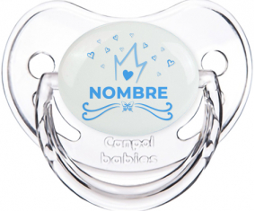 Blue Crown Heart diseño-1 con nombre: Chupete fisiológica