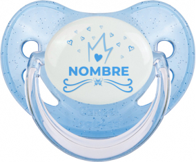 Blue Crown Heart diseño-1 con nombre: Chupete fisiológica