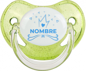 Blue Crown Heart diseño-1 con nombre: Chupete fisiológica