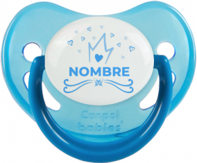 Blue Crown Heart diseño-1 con nombre: Chupete fisiológica