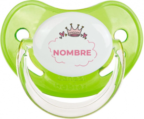 Corazón de burbuja de corona rosa con nombre: Chupete fisiológica
