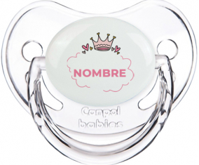 Corazón de burbuja de corona rosa con nombre: Chupete fisiológica