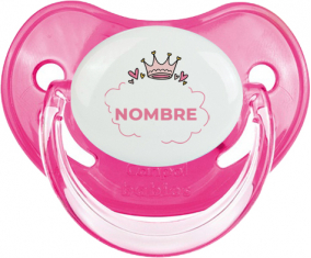 Corazón de burbuja de corona rosa con nombre: Chupete fisiológica