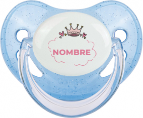 Corazón de burbuja de corona rosa con nombre: Chupete fisiológica