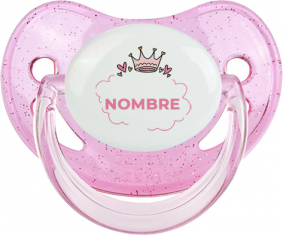 Corazón de burbuja de corona rosa con nombre: Chupete fisiológica