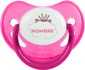 Corazón de burbuja de corona rosa con nombre: Chupete fisiológica