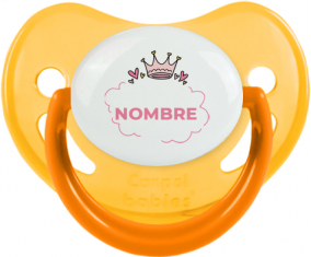 Corazón de burbuja de corona rosa con nombre: Chupete fisiológica